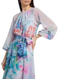 Floral A-Line Midi-Dress