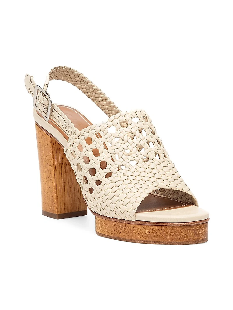 Martina 100MM Woven Leather Platform Sandals