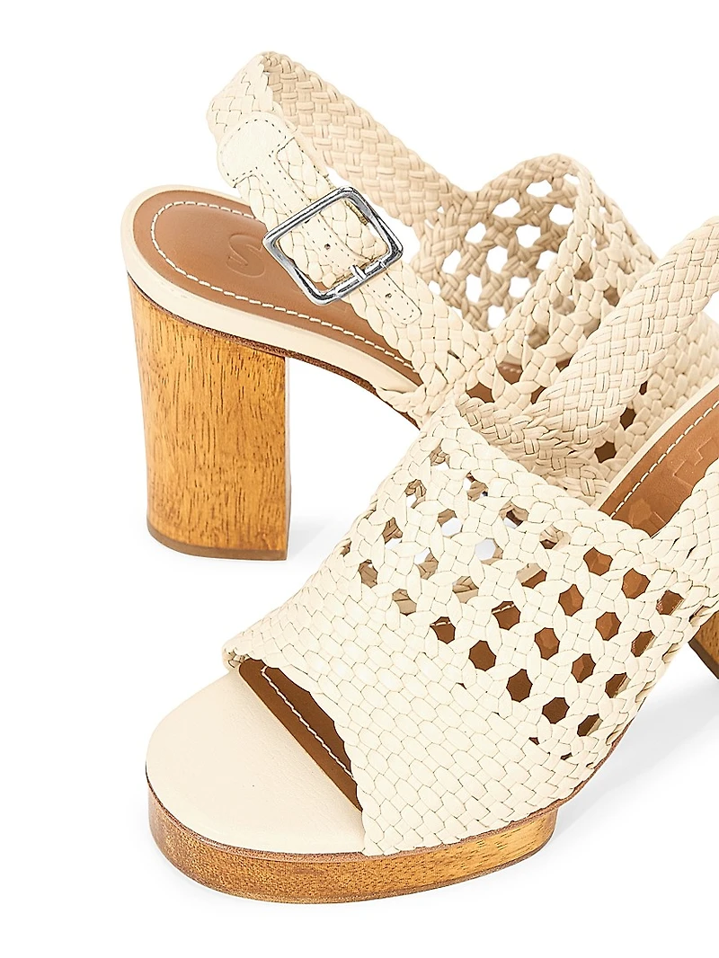 Martina 100MM Woven Leather Platform Sandals