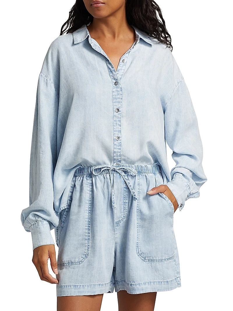 Denim Oversized Button-Front Shirt