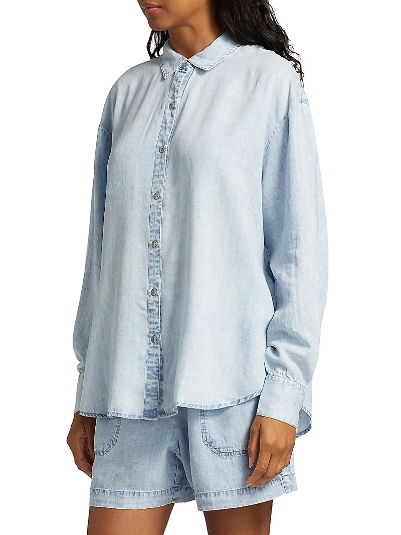 Denim Oversized Button-Front Shirt