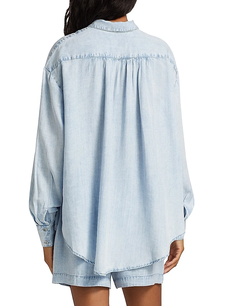 Denim Oversized Button-Front Shirt