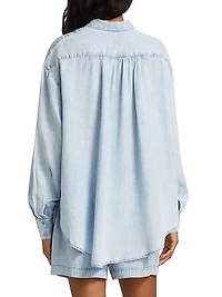 Denim Oversized Button-Front Shirt
