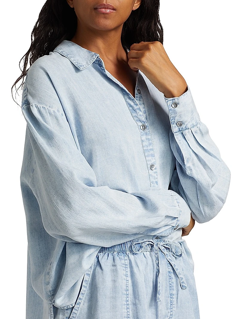 Denim Oversized Button-Front Shirt