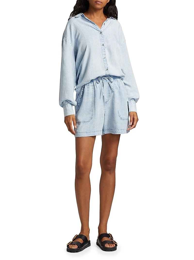 Denim Oversized Button-Front Shirt