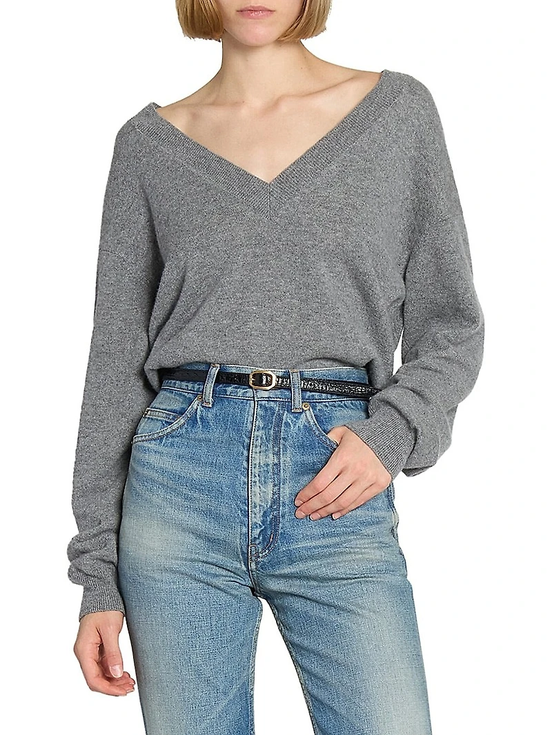 Frame Thin Belt Crocodile-Embossed Leather