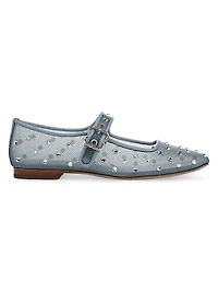 Michaela Rhinestone Embellished Mesh Mary Janes
