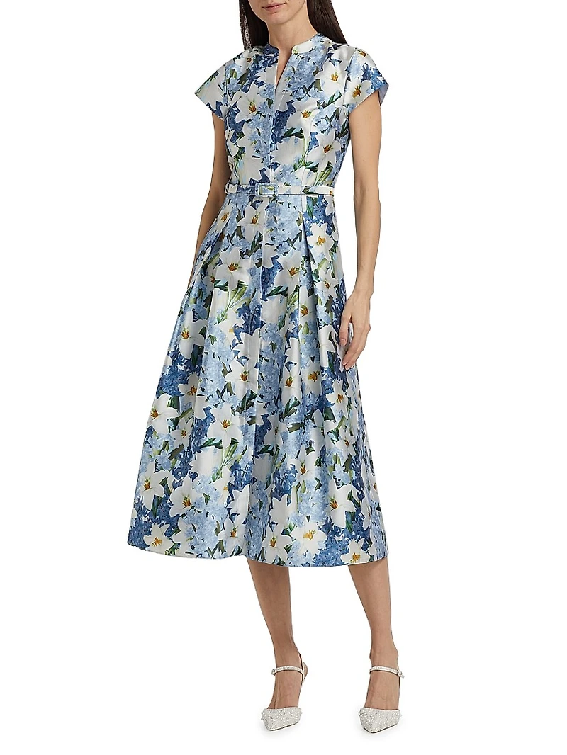 Martine Floral Mikado Midi-Dress