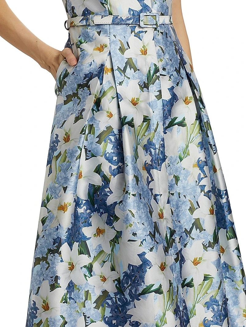 Martine Floral Mikado Midi-Dress