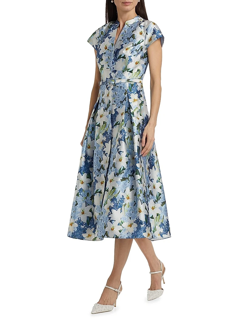 Martine Floral Mikado Midi-Dress