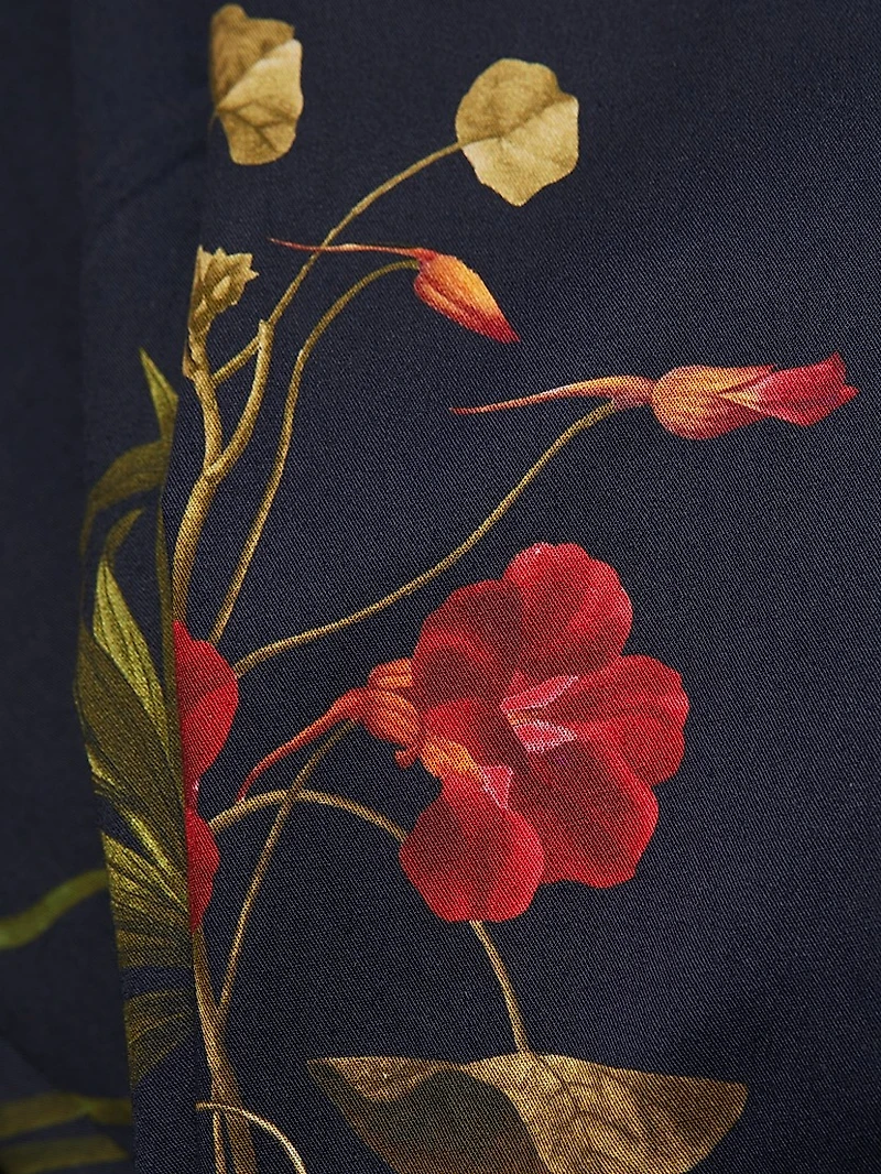 Magnolia Floral Puff-Sleeve Cocktail Dress