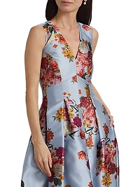 Brooke Floral Pleated Mikado Gown