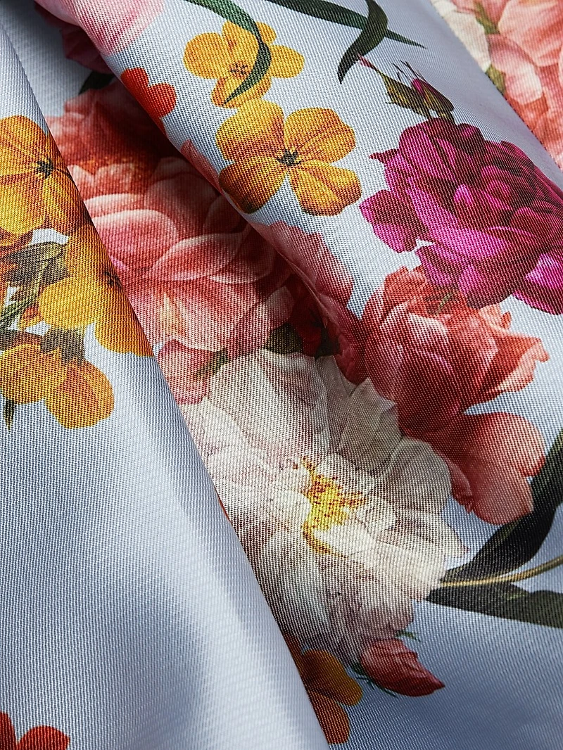 Brooke Floral Pleated Mikado Gown