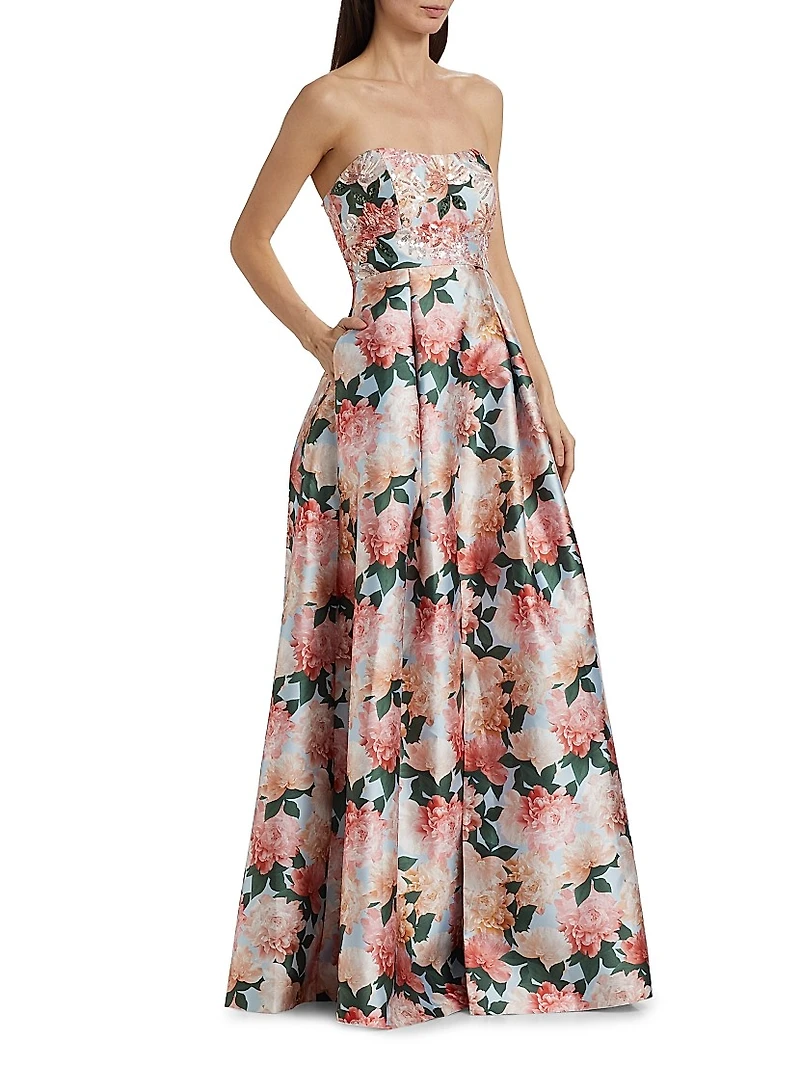 Giovanna Sequined Strapless Gown