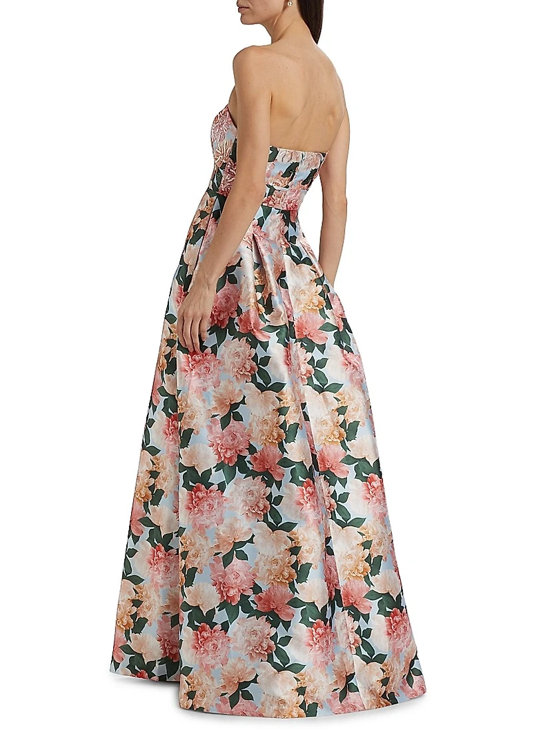Giovanna Sequined Strapless Gown
