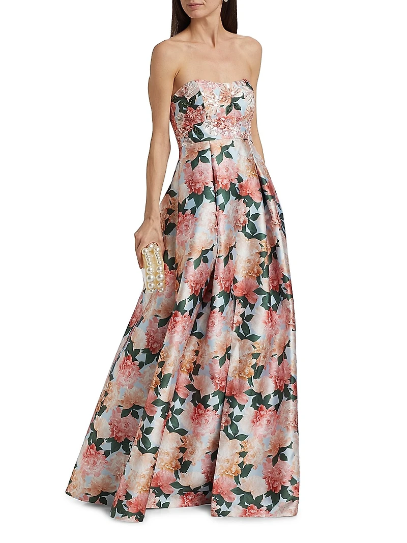 Giovanna Sequined Strapless Gown