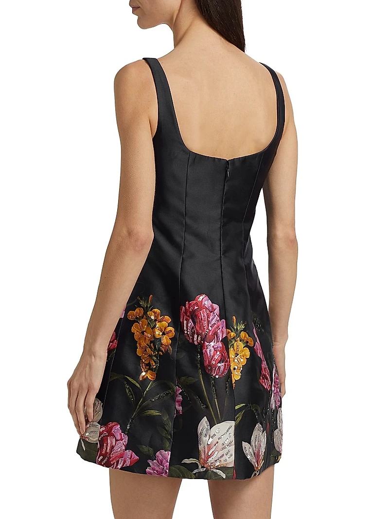 Caroline Sequined Floral Minidress