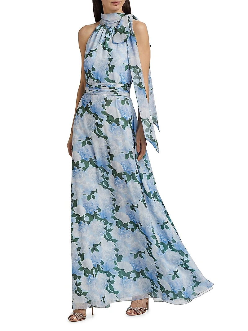 Kayla Floral Halterneck Gown