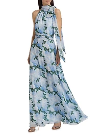Kayla Floral Halterneck Gown