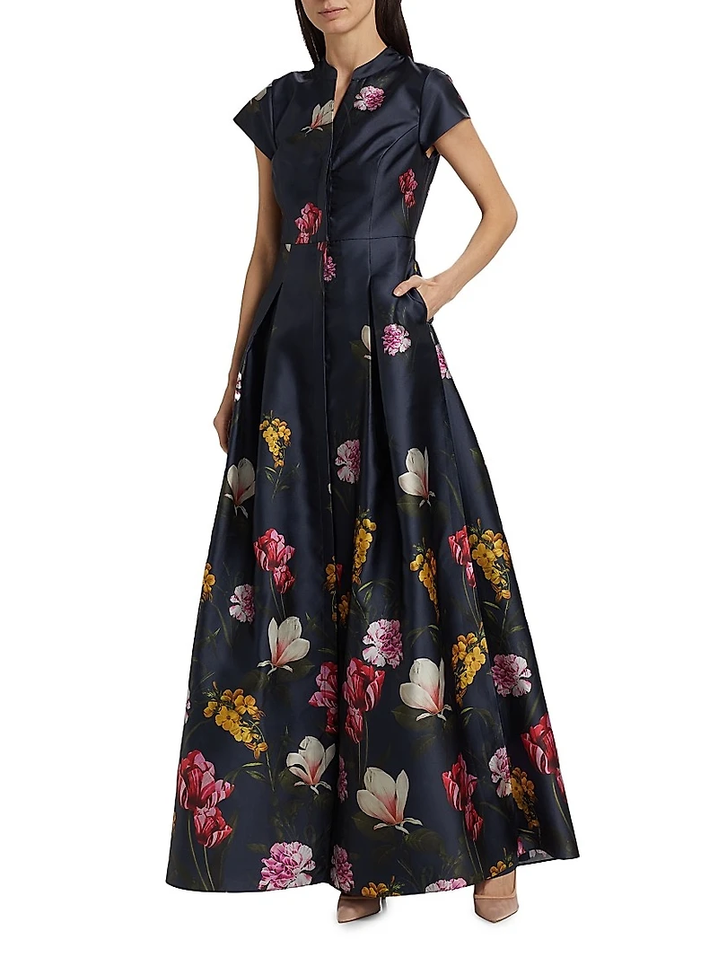 Marta Floral Satin A-line Gown