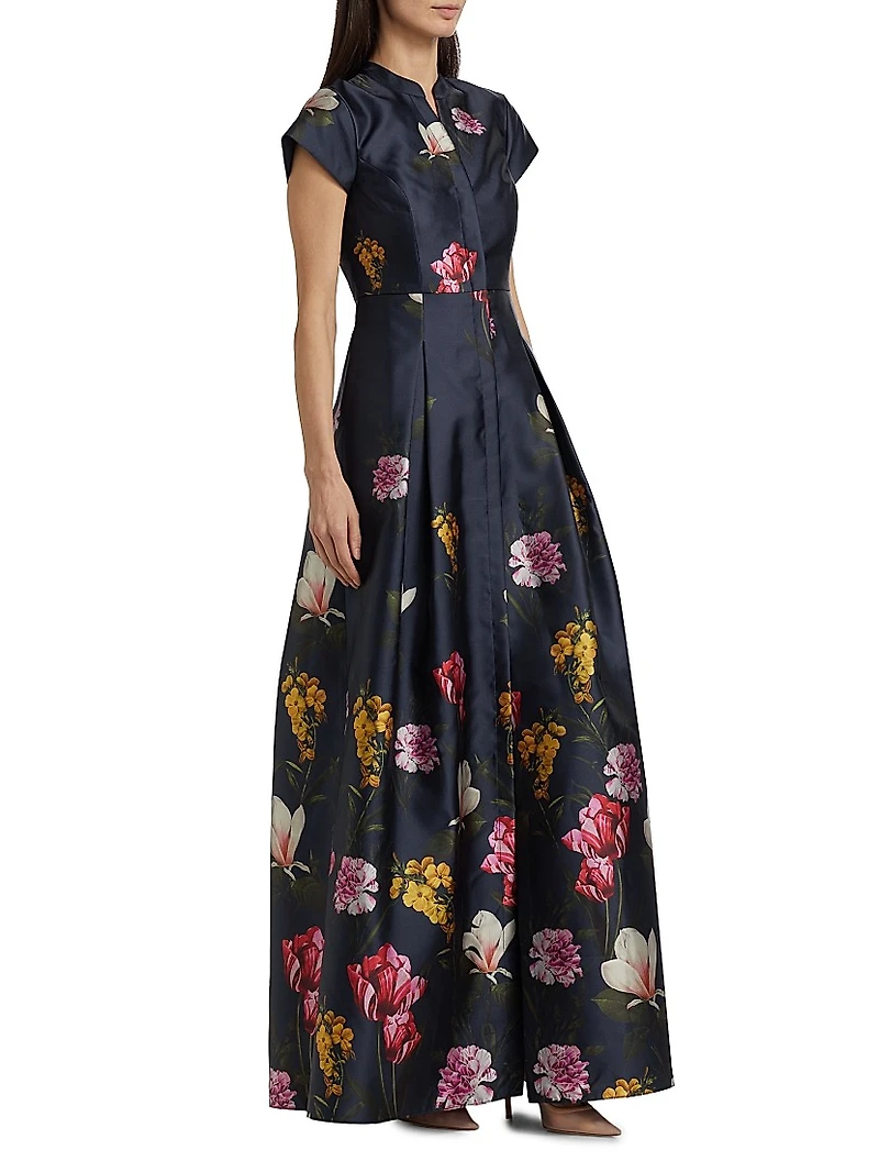 Marta Floral Satin A-line Gown