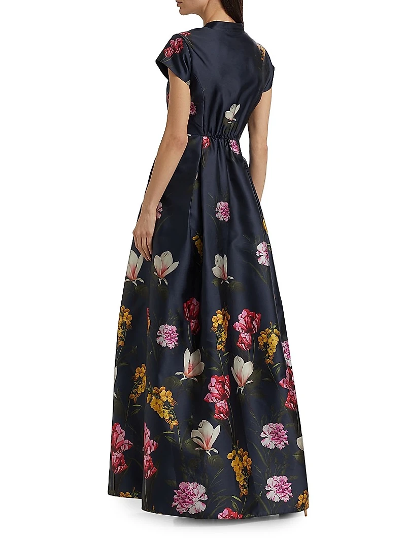 Marta Floral Satin A-line Gown