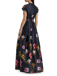 Marta Floral Satin A-line Gown