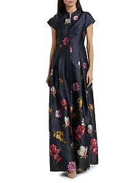 Marta Floral Satin A-line Gown