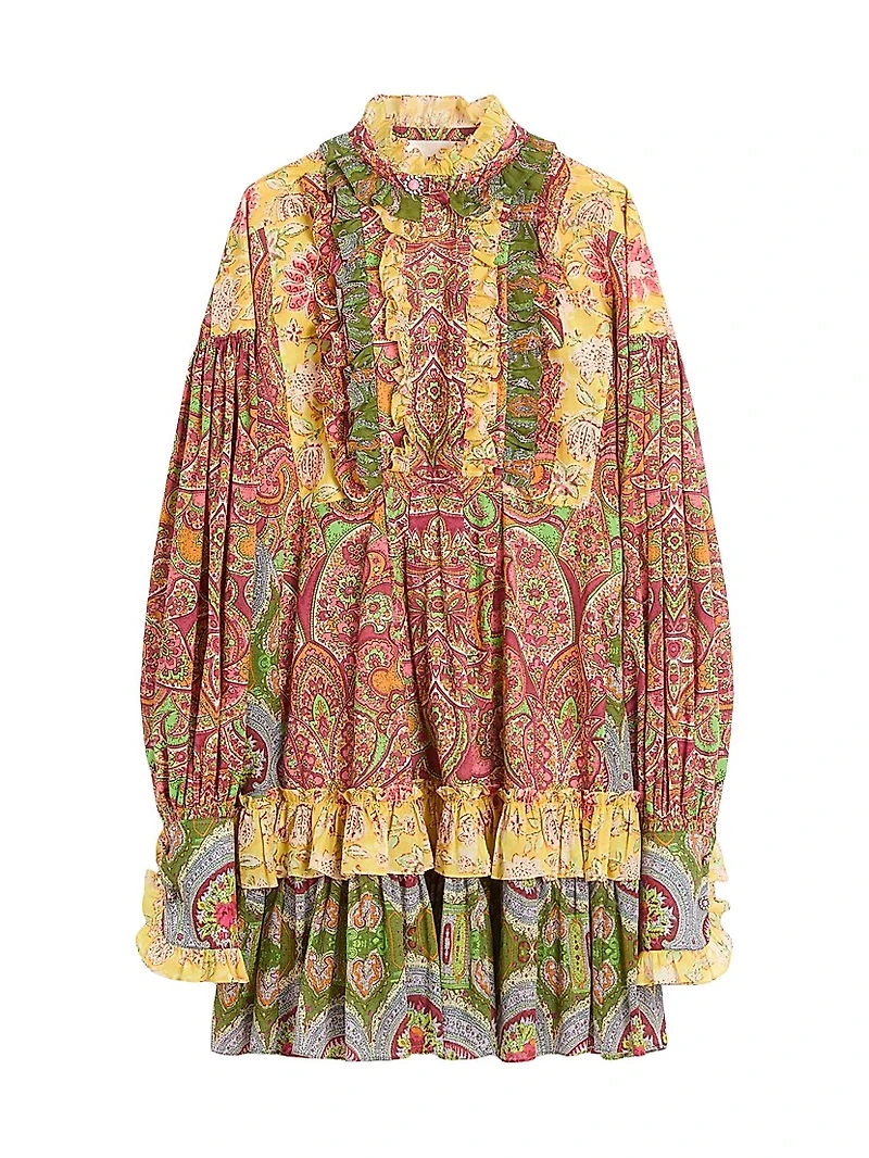 Short Dress in Voyage Imaginaire Cashmere Muslin