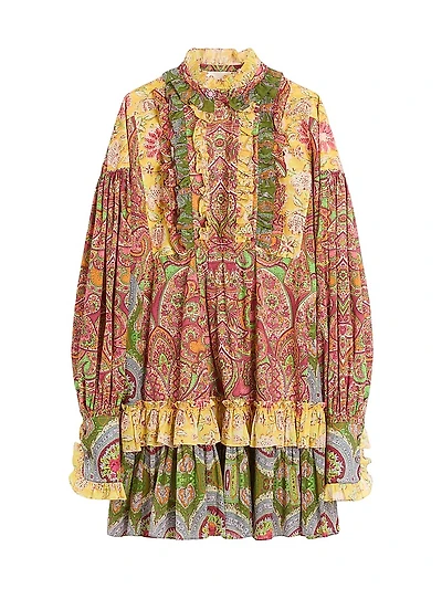 Short Dress in Voyage Imaginaire Cashmere Muslin