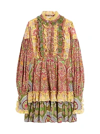 Short Dress in Voyage Imaginaire Cashmere Muslin