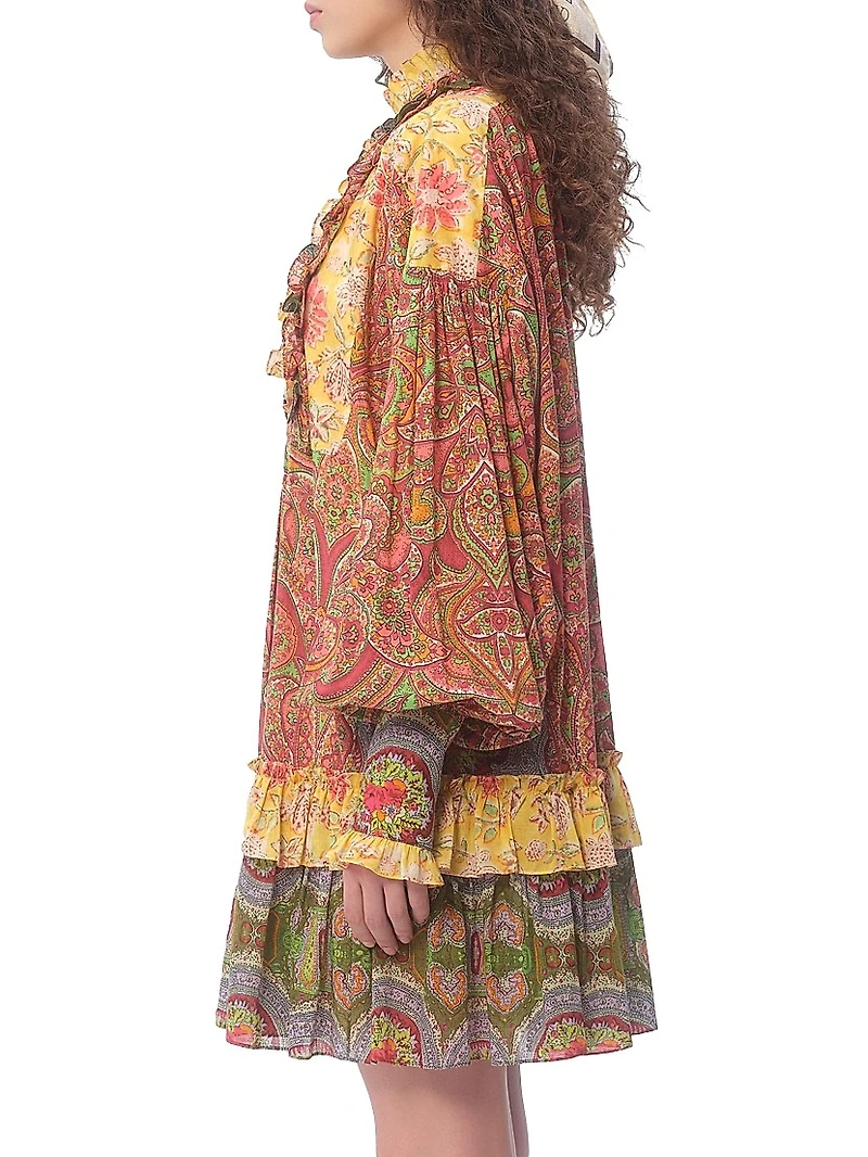 Short Dress in Voyage Imaginaire Cashmere Muslin