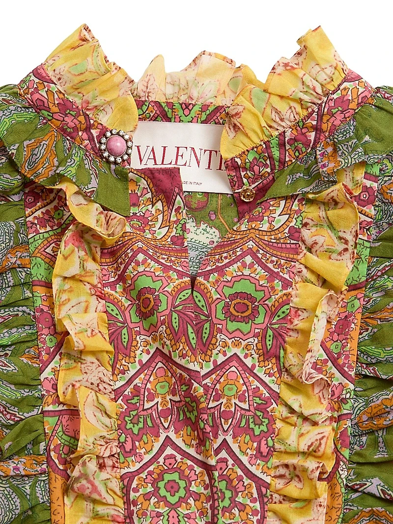 Short Dress in Voyage Imaginaire Cashmere Muslin