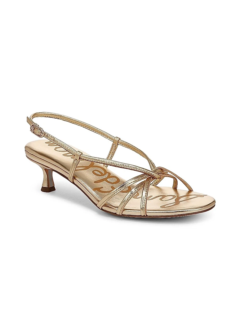 Cressa 45MM Metallic Leather Strappy Slingbacks