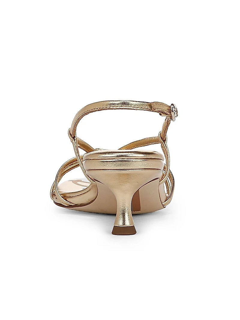 Cressa 45MM Metallic Leather Strappy Slingbacks
