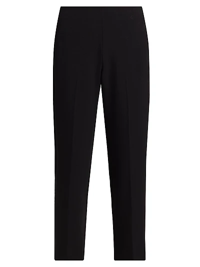 Crepe Velvet-Trim Pants