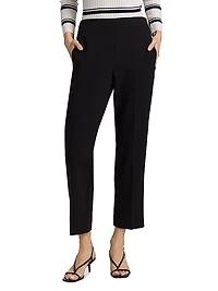 Crepe Velvet-Trim Pants
