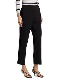 Crepe Velvet-Trim Pants