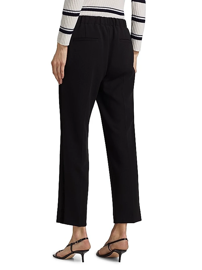 Crepe Velvet-Trim Pants