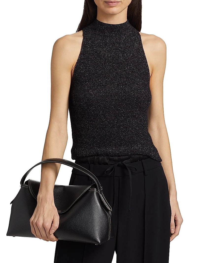 Metallic Mock-Turtleneck Tank