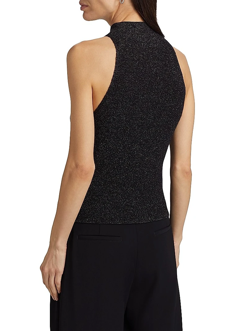 Metallic Mock-Turtleneck Tank