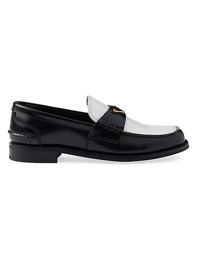 Women's Two-Tone Brushed Leather Loafers