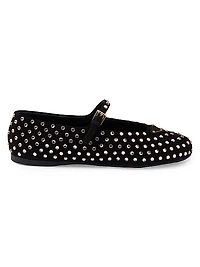 Suede Ballerinas with Crystals