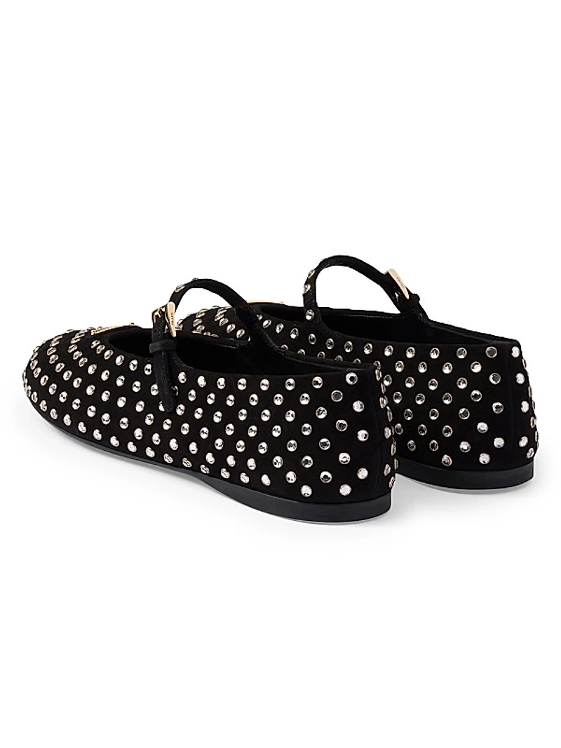 Suede Ballerinas with Crystals