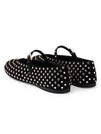 Suede Ballerinas with Crystals