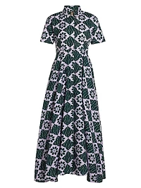 Feyi Abstract Print A-Line Maxi Shirtdress