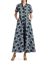 Feyi Abstract Print A-Line Maxi Shirtdress