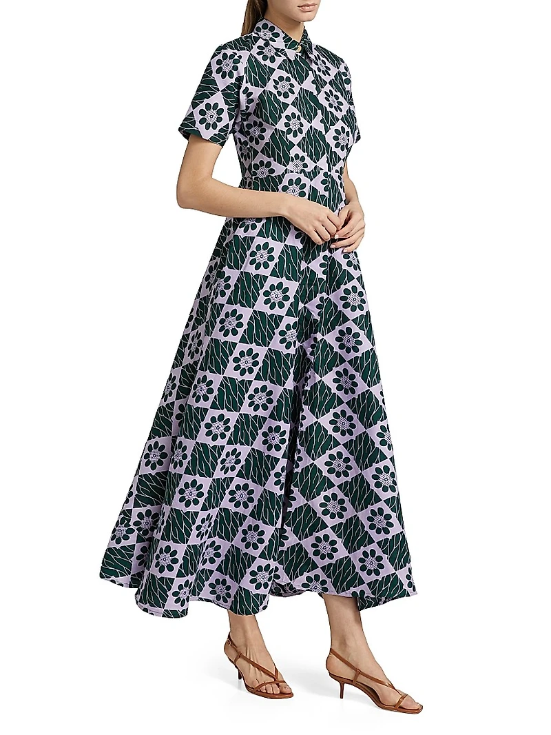 Feyi Abstract Print A-Line Maxi Shirtdress