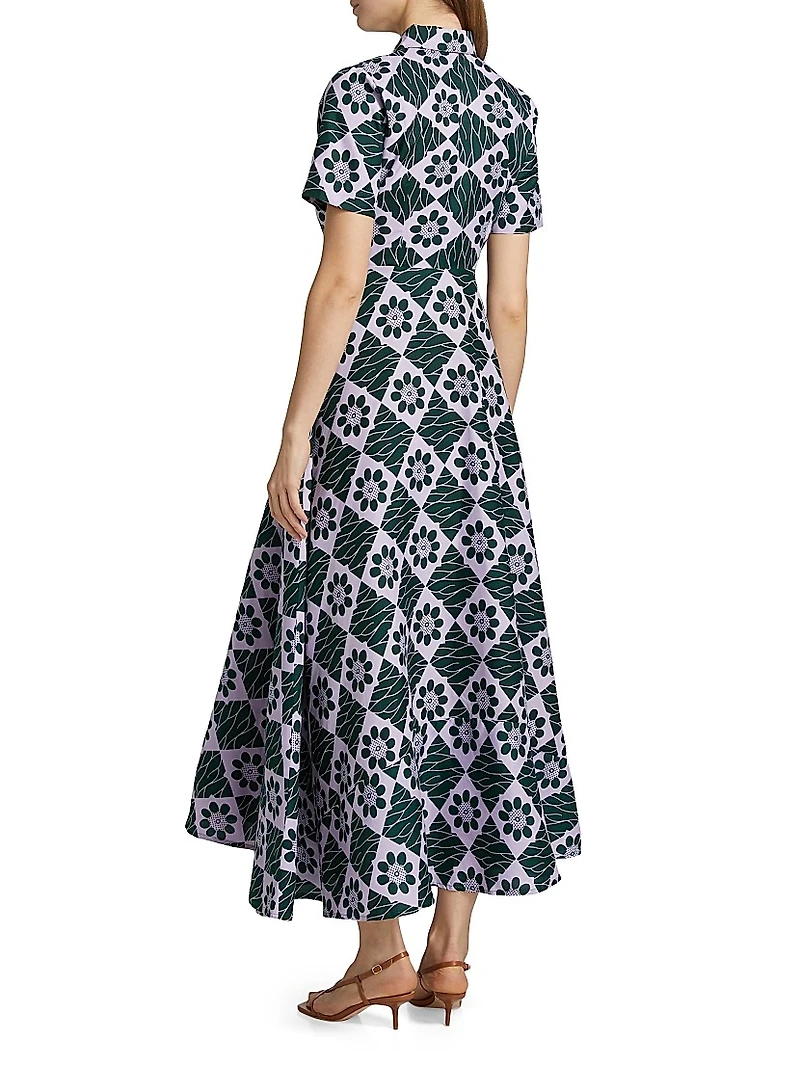 Feyi Abstract Print A-Line Maxi Shirtdress