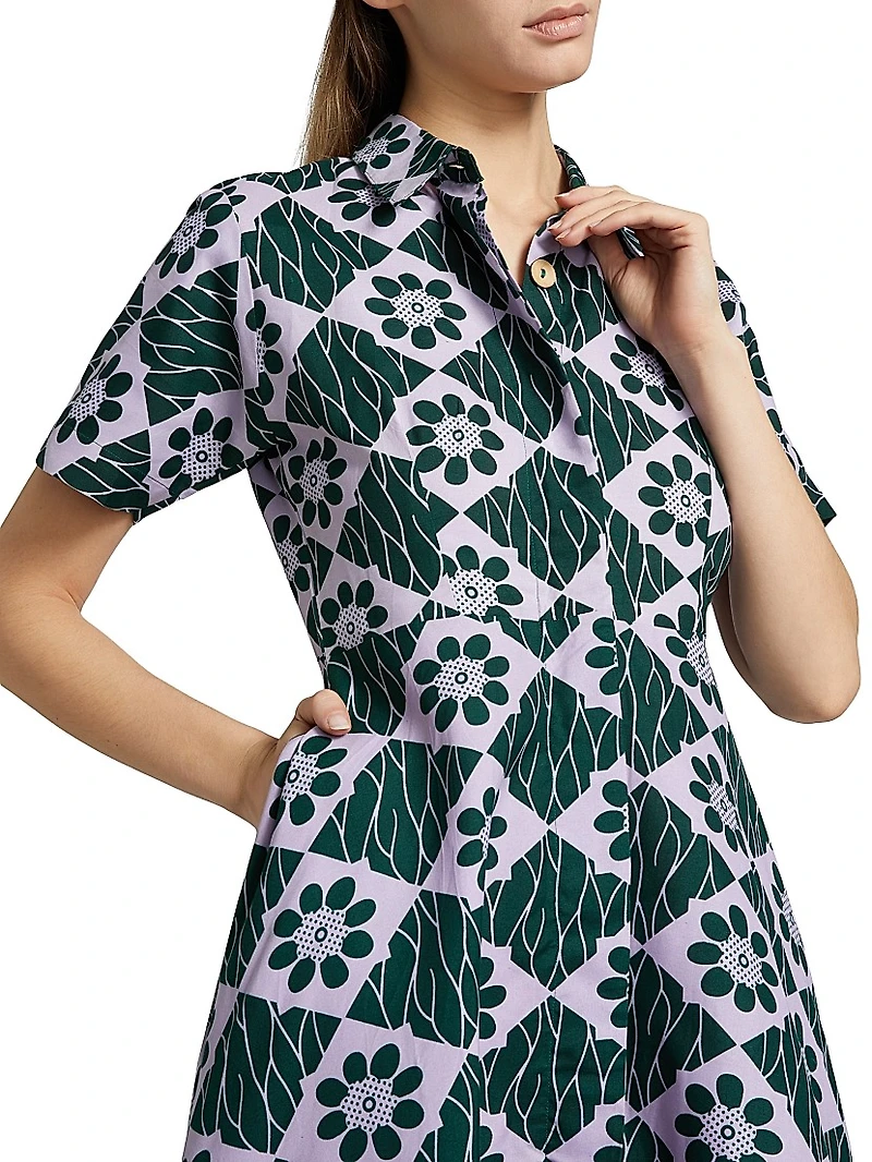 Feyi Abstract Print A-Line Maxi Shirtdress